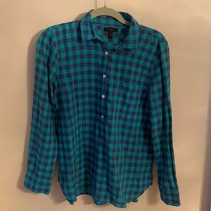 J. Crew, size 4 small, soft cotton, collared half button down long sleeve shirt
